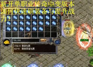 新开单职业传奇中变版本如何快速刷装备与提升战力？